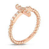 0.15Ct Diamond Bead Cross Ring in 14K Gold