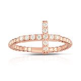 0.15Ct Diamond Bead Cross Ring in 14K Gold