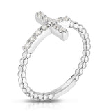 0.15Ct Diamond Bead Cross Ring in 14K Gold