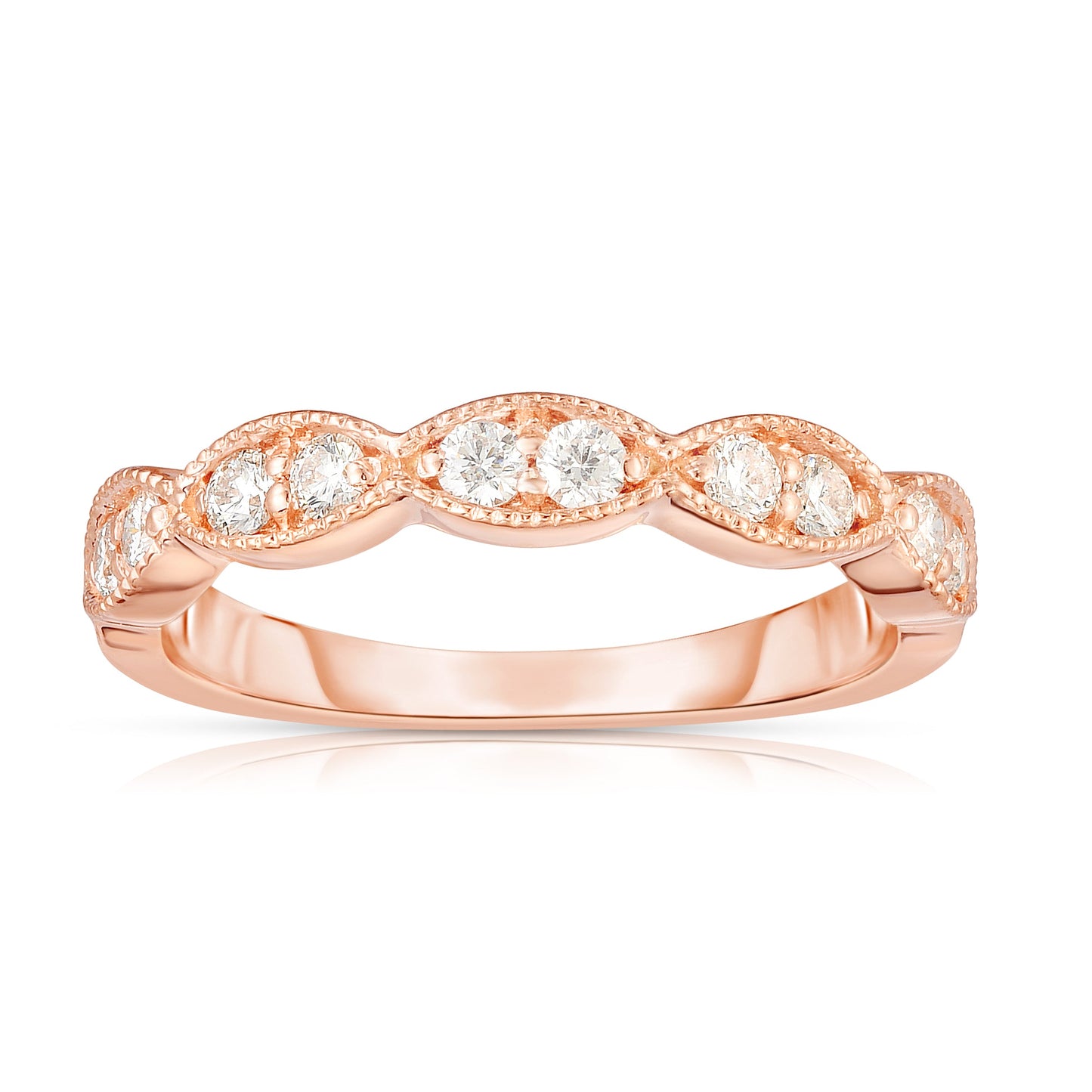 0.33Ct Diamond Milligrain Wedding Band in 14K Gold