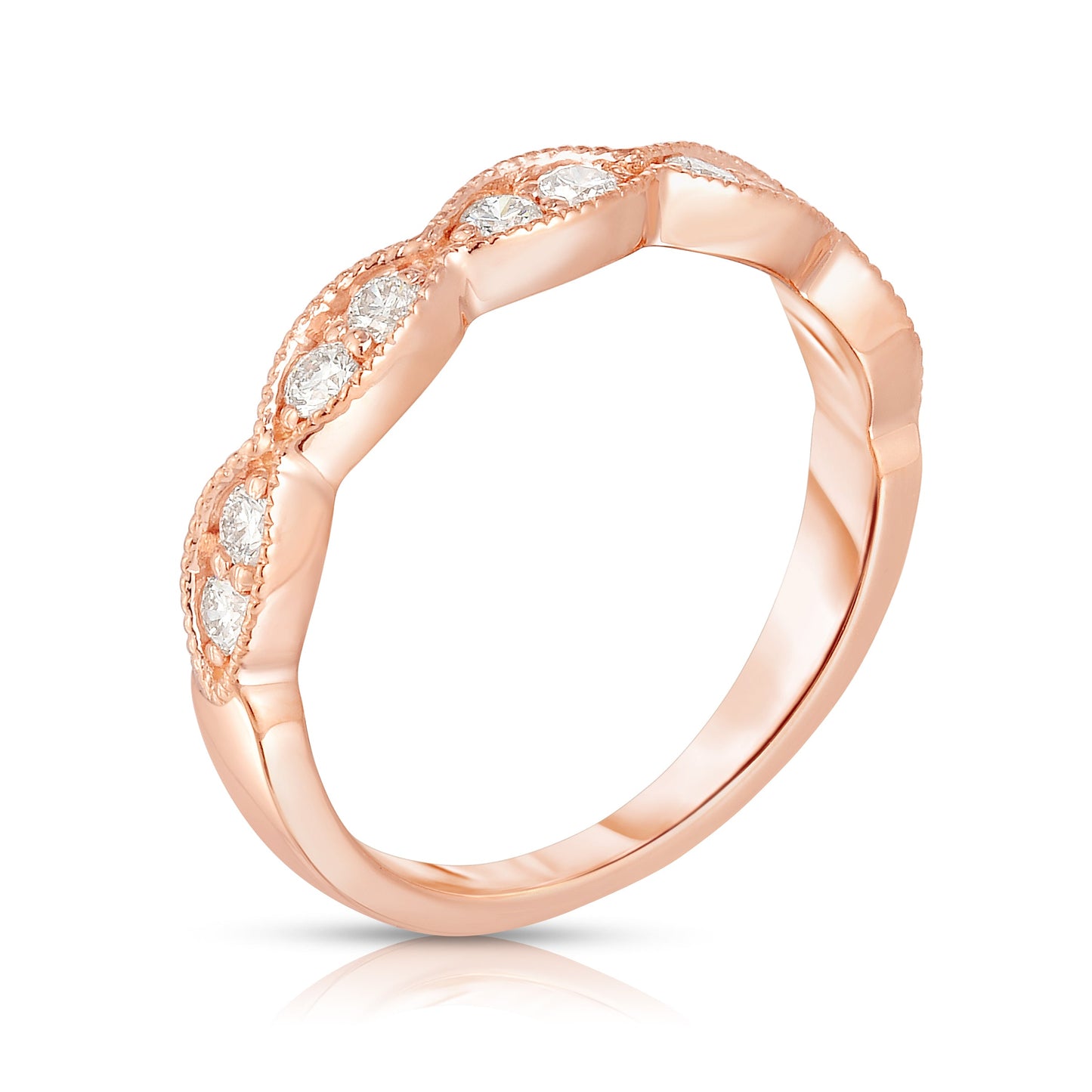 0.33Ct Diamond Milligrain Wedding Band in 14K Gold