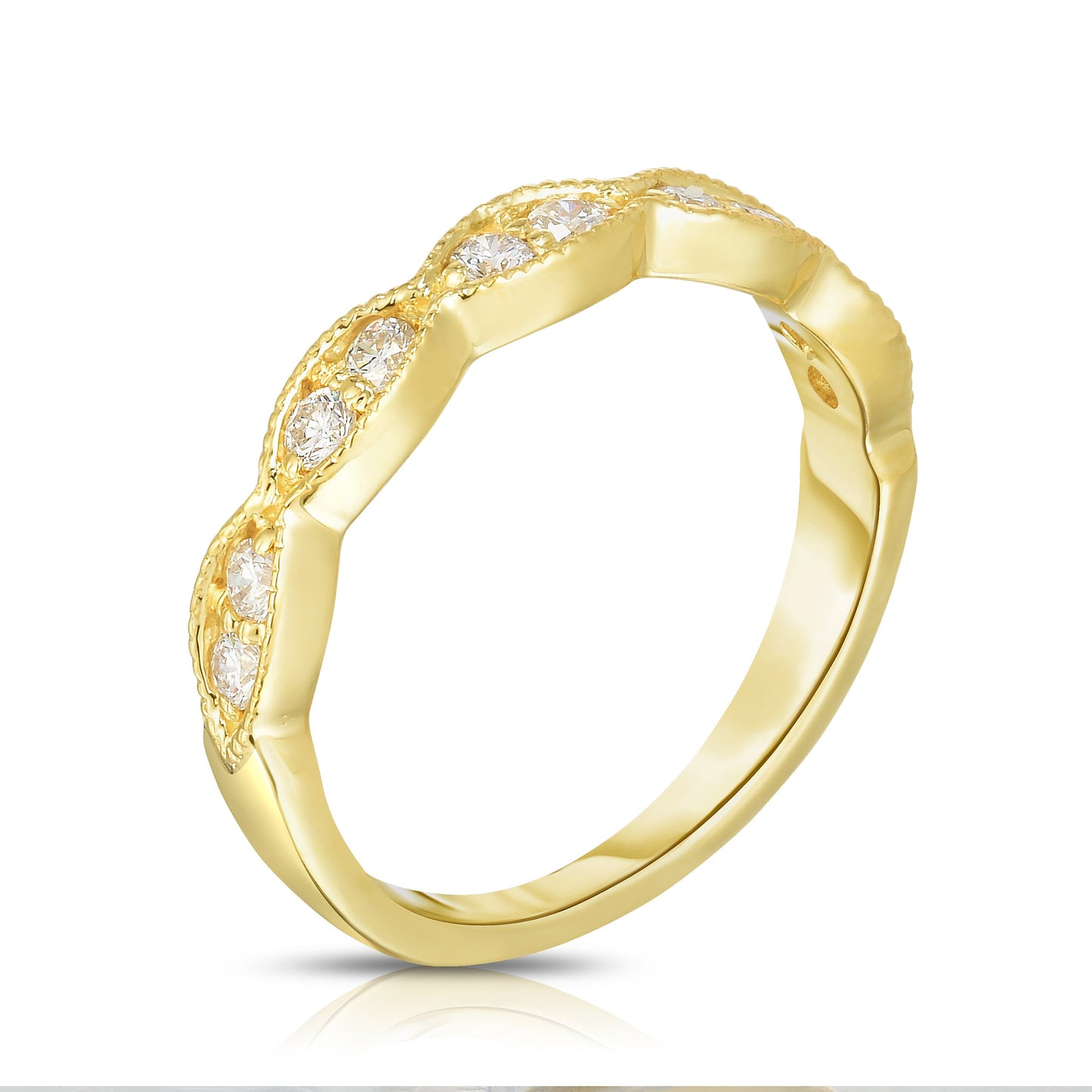 0.33Ct Diamond Milligrain Wedding Band in 14K Gold