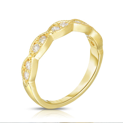 0.33Ct Diamond Milligrain Wedding Band in 14K Gold