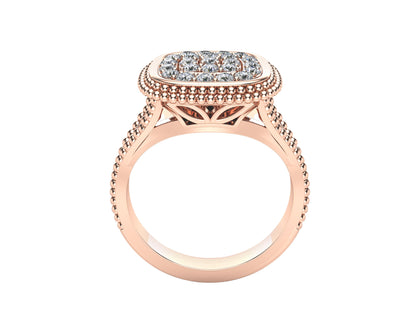 0.50Ct Diamond Bead Square Ring in 14K Gold