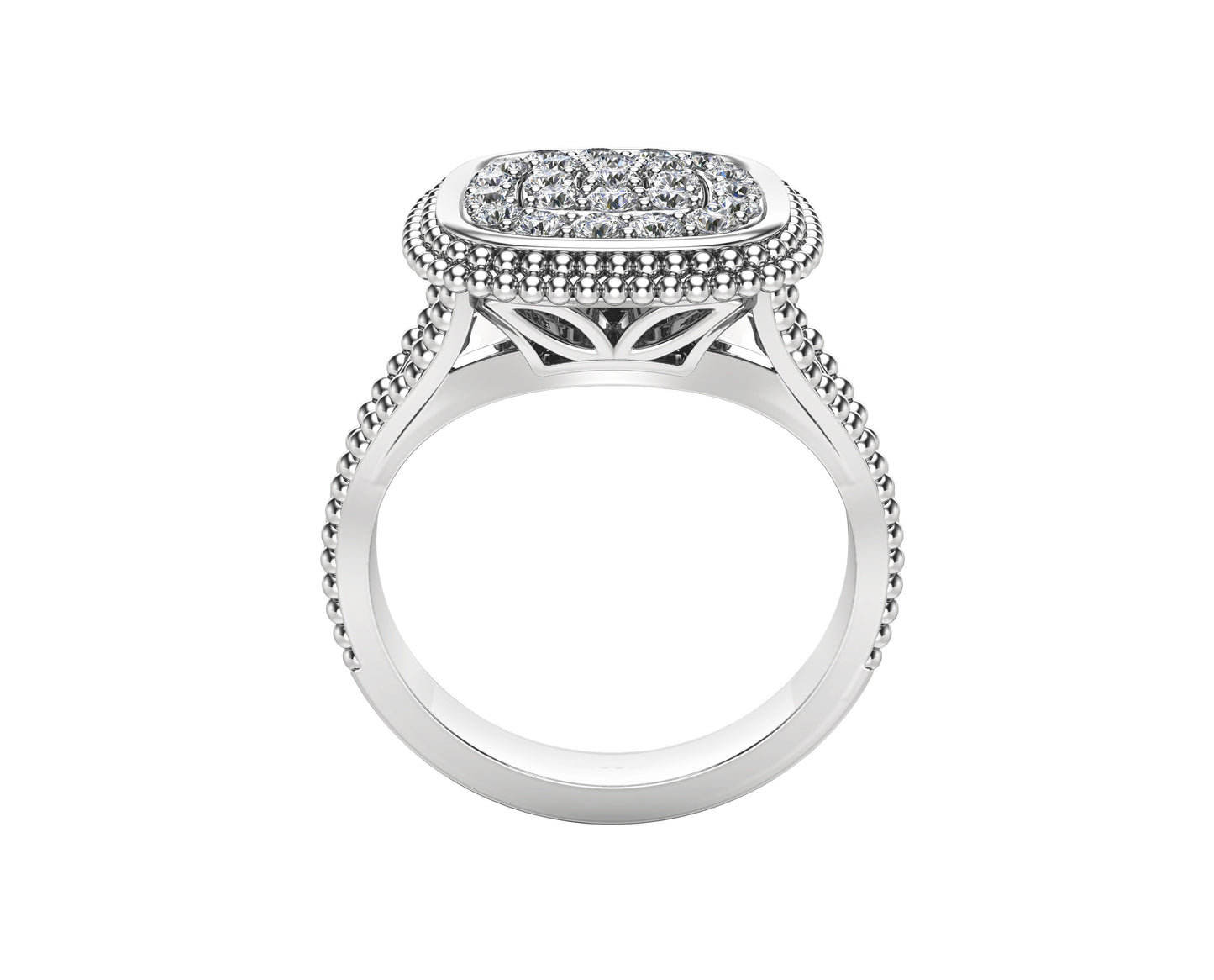0.50Ct Diamond Bead Square Ring in 14K Gold