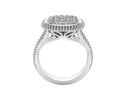 0.50Ct Diamond Bead Square Ring in 14K Gold