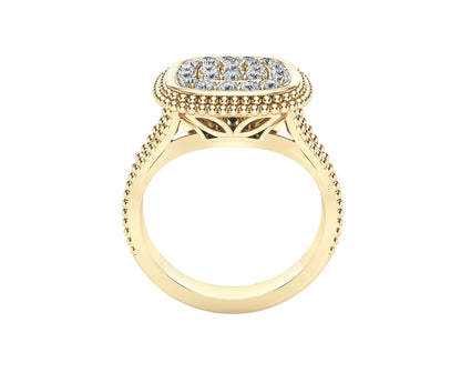 0.50Ct Diamond Bead Square Ring in 14K Gold