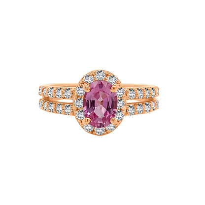 Gemstone & 0.60Ct Diamond Engagement Ring in 14K White Gold