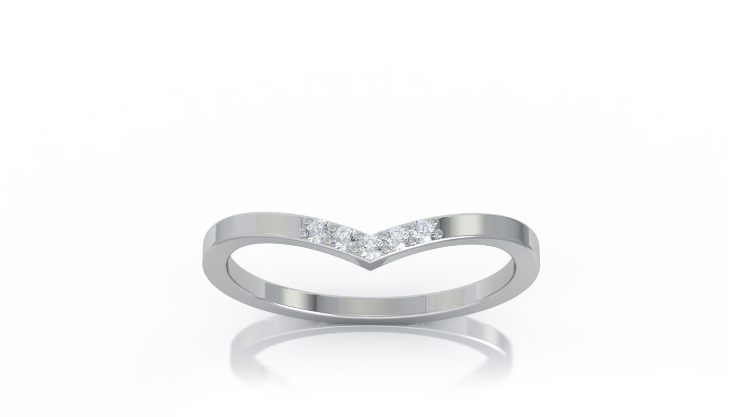 Curved 0.06Ct Diamond Stackable Ring in 14K Gold