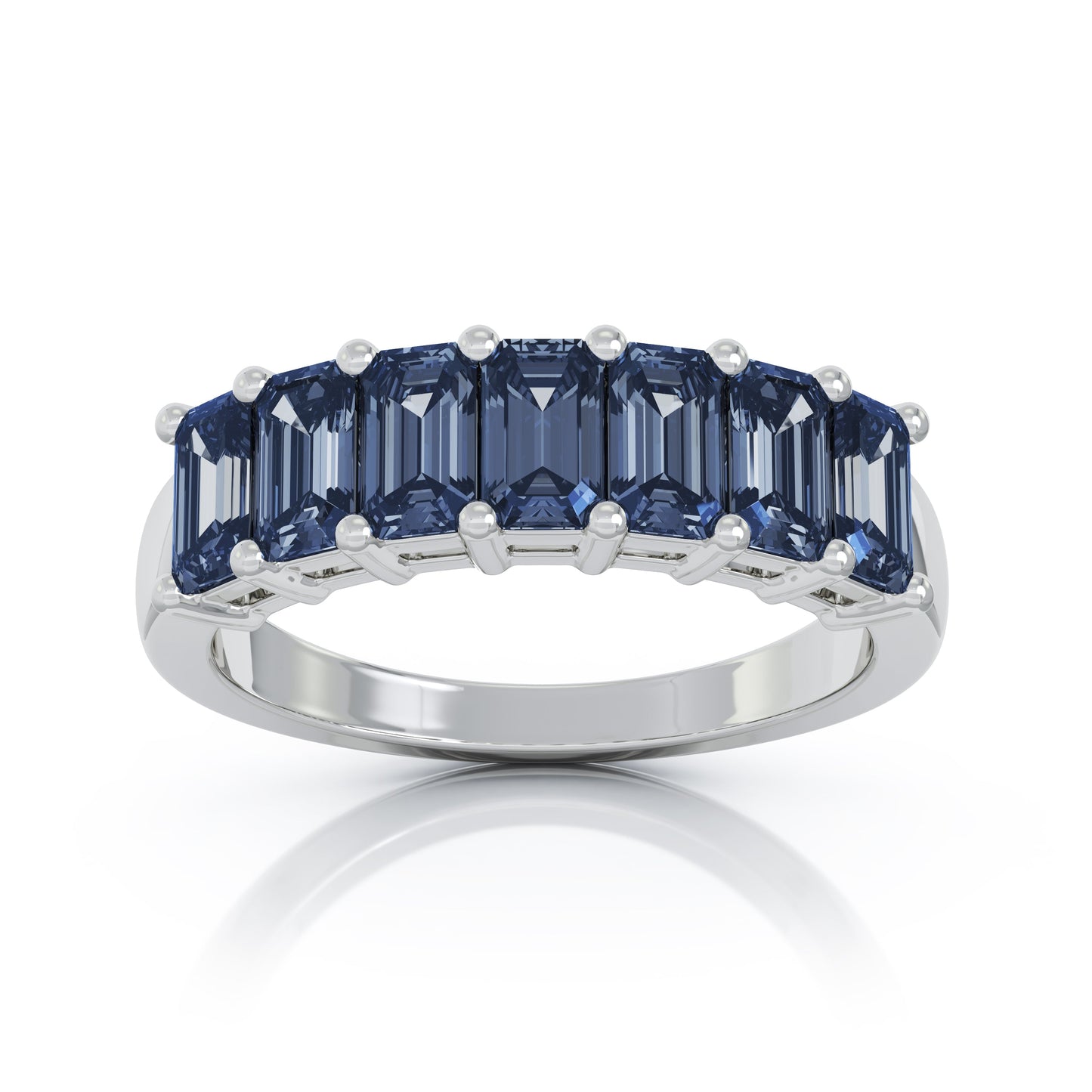 5x3MM Emerald Cut Multi-Sapphire Ring in 14K Gold