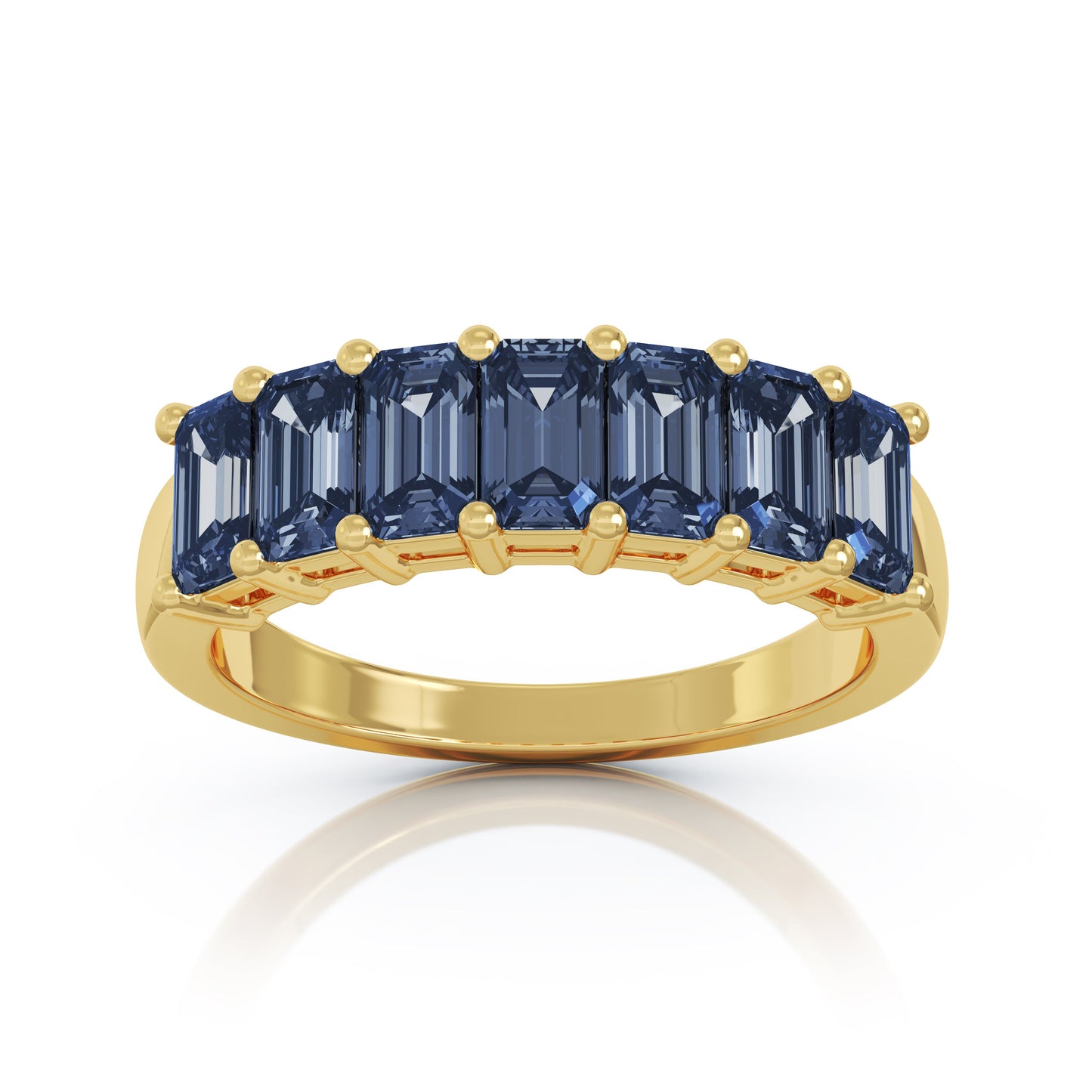 5x3MM Emerald Cut Multi-Sapphire Ring in 14K Gold