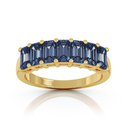 5x3MM Emerald Cut Multi-Sapphire Ring in 14K Gold