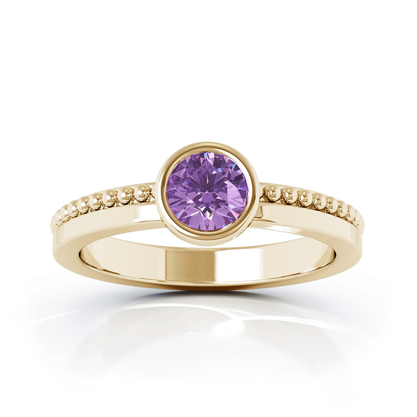 Bezel 5MM Gemstone Bead Ring in 14K Gold