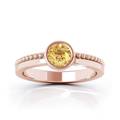 Bezel 5MM Gemstone Bead Ring in 14K Gold