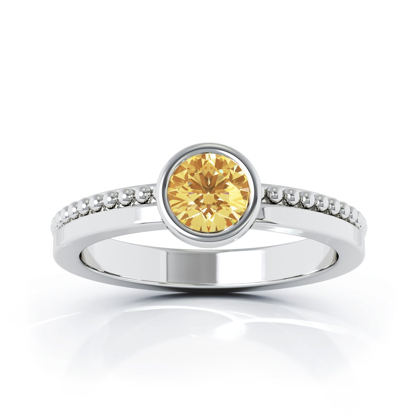 Bezel 5MM Gemstone Bead Ring in 14K Gold