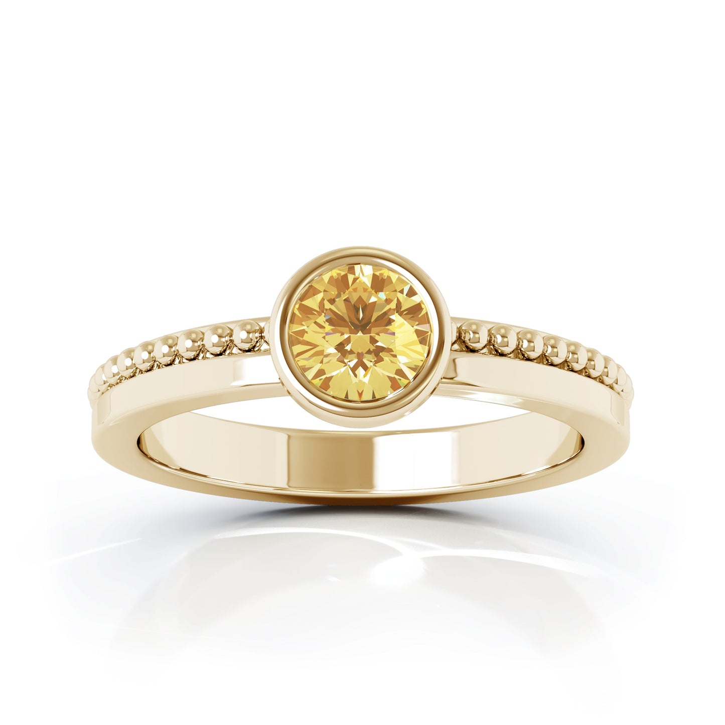 Bezel 5MM Gemstone Bead Ring in 14K Gold