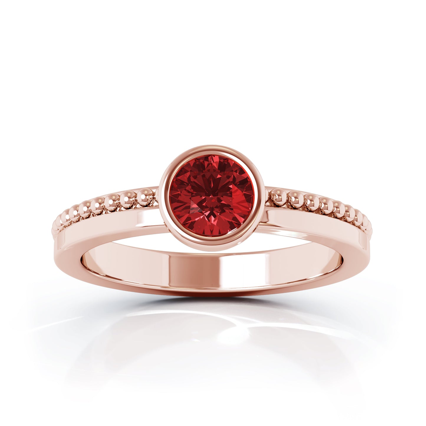 Bezel 5MM Gemstone Bead Ring in 14K Gold