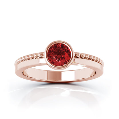 Bezel 5MM Gemstone Bead Ring in 14K Gold