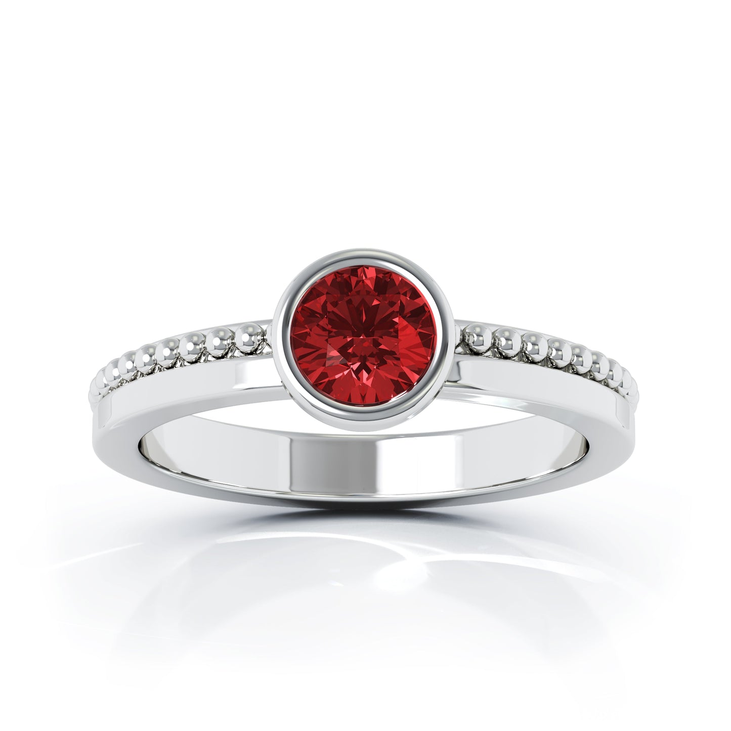 Bezel 5MM Gemstone Bead Ring in 14K Gold