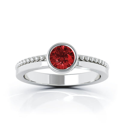 Bezel 5MM Gemstone Bead Ring in 14K Gold