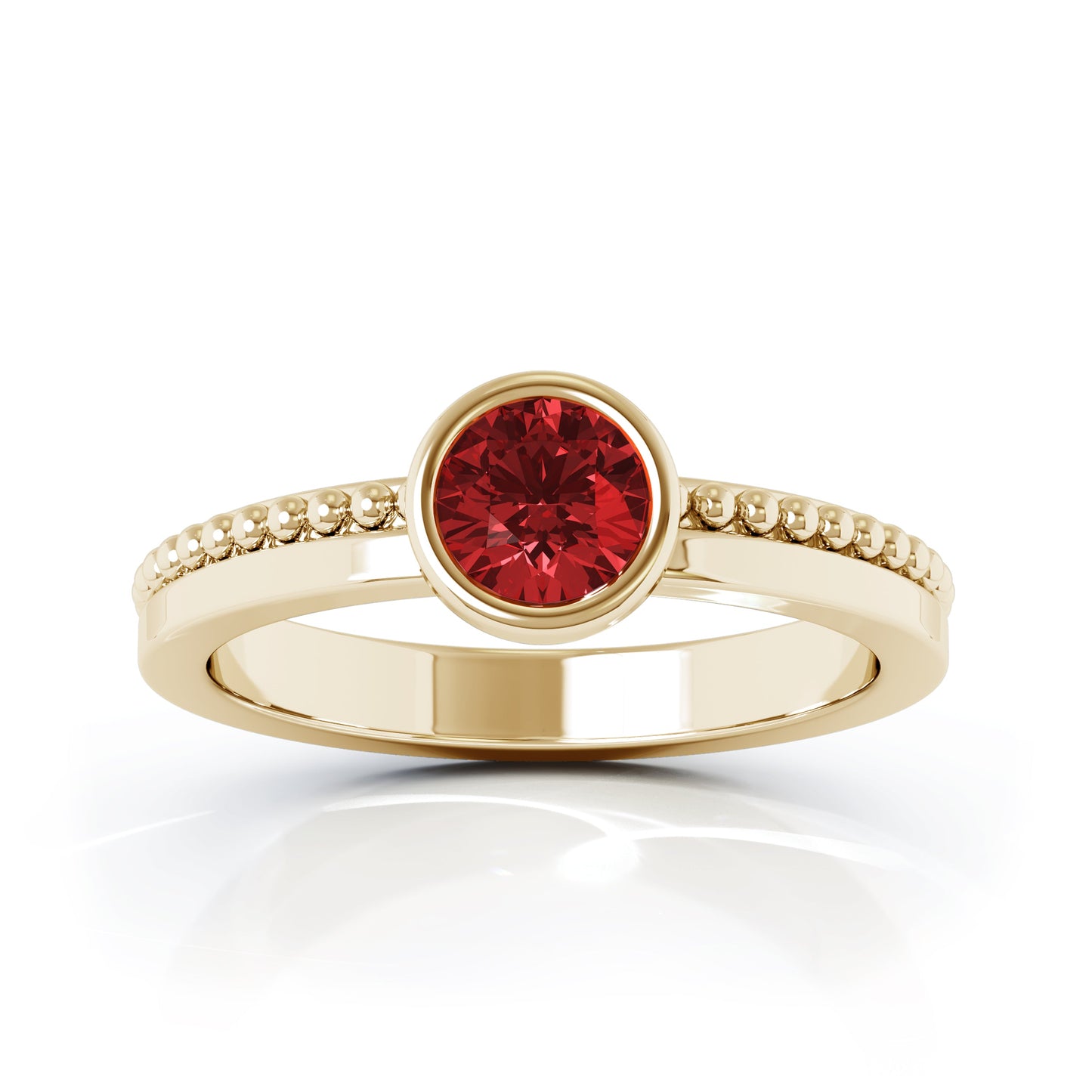 Bezel 5MM Gemstone Bead Ring in 14K Gold
