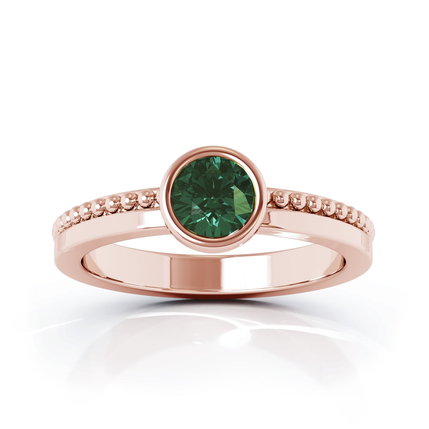 Bezel 5MM Gemstone Bead Ring in 14K Gold