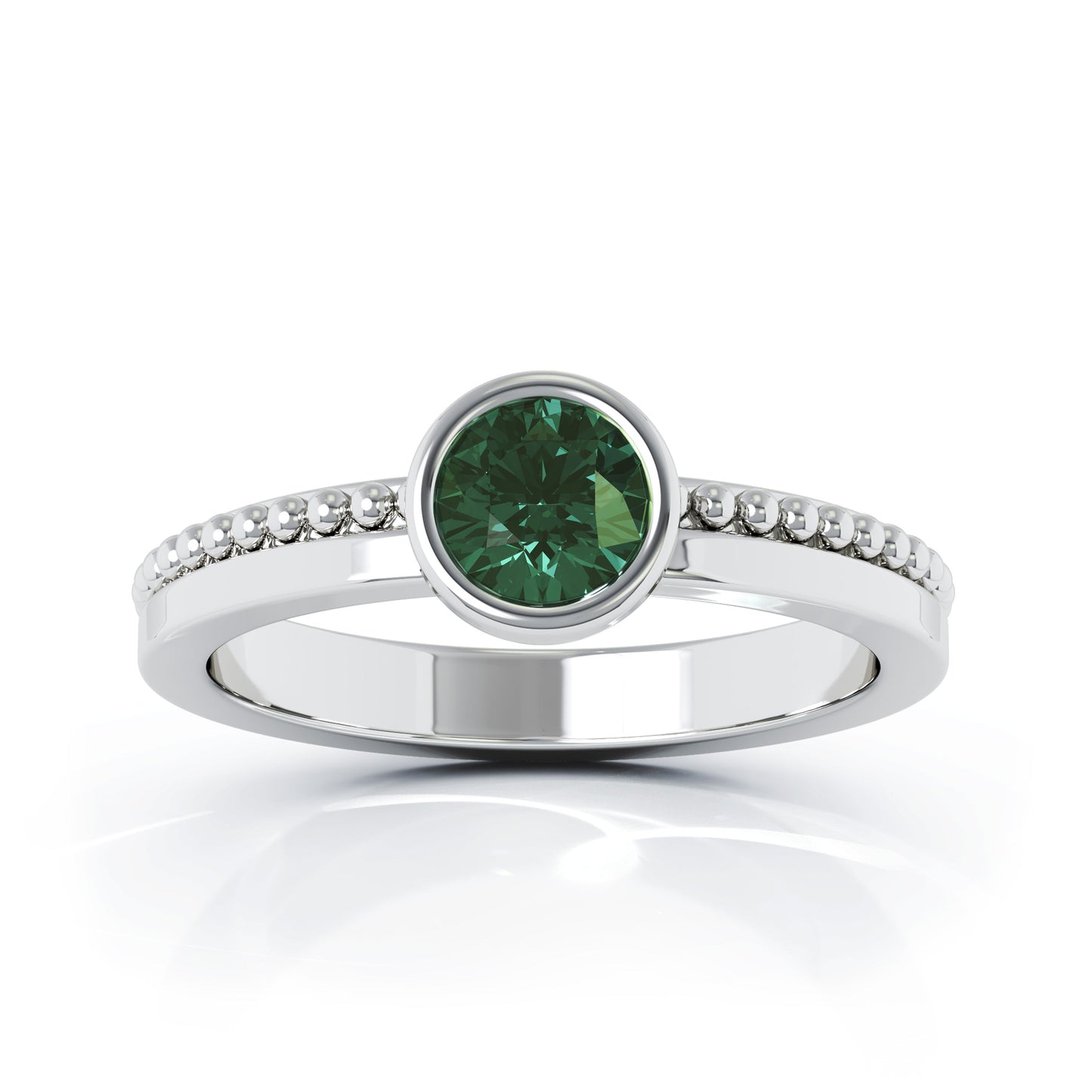 Bezel 5MM Gemstone Bead Ring in 14K Gold