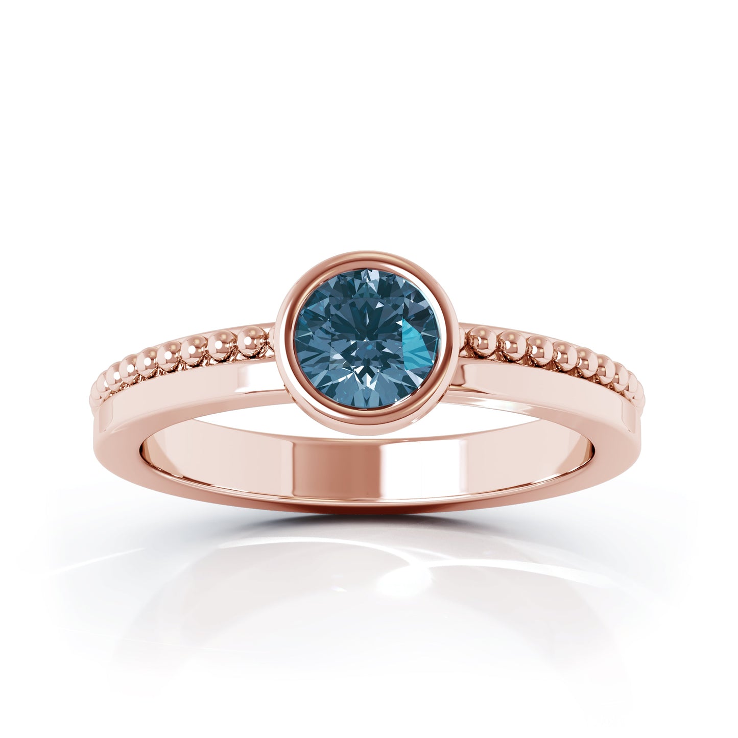 Bezel 5MM Gemstone Bead Ring in 14K Gold