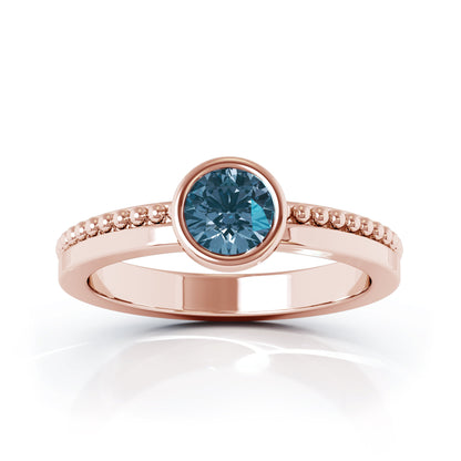 Bezel 5MM Gemstone Bead Ring in 14K Gold