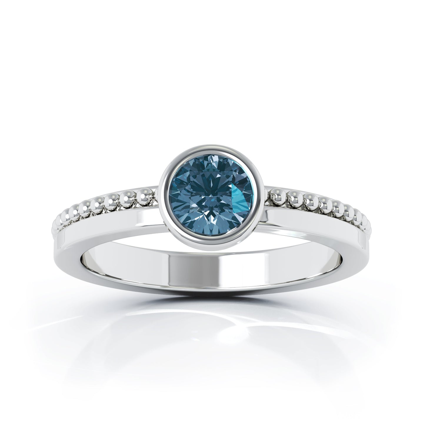 Bezel 5MM Gemstone Bead Ring in 14K Gold