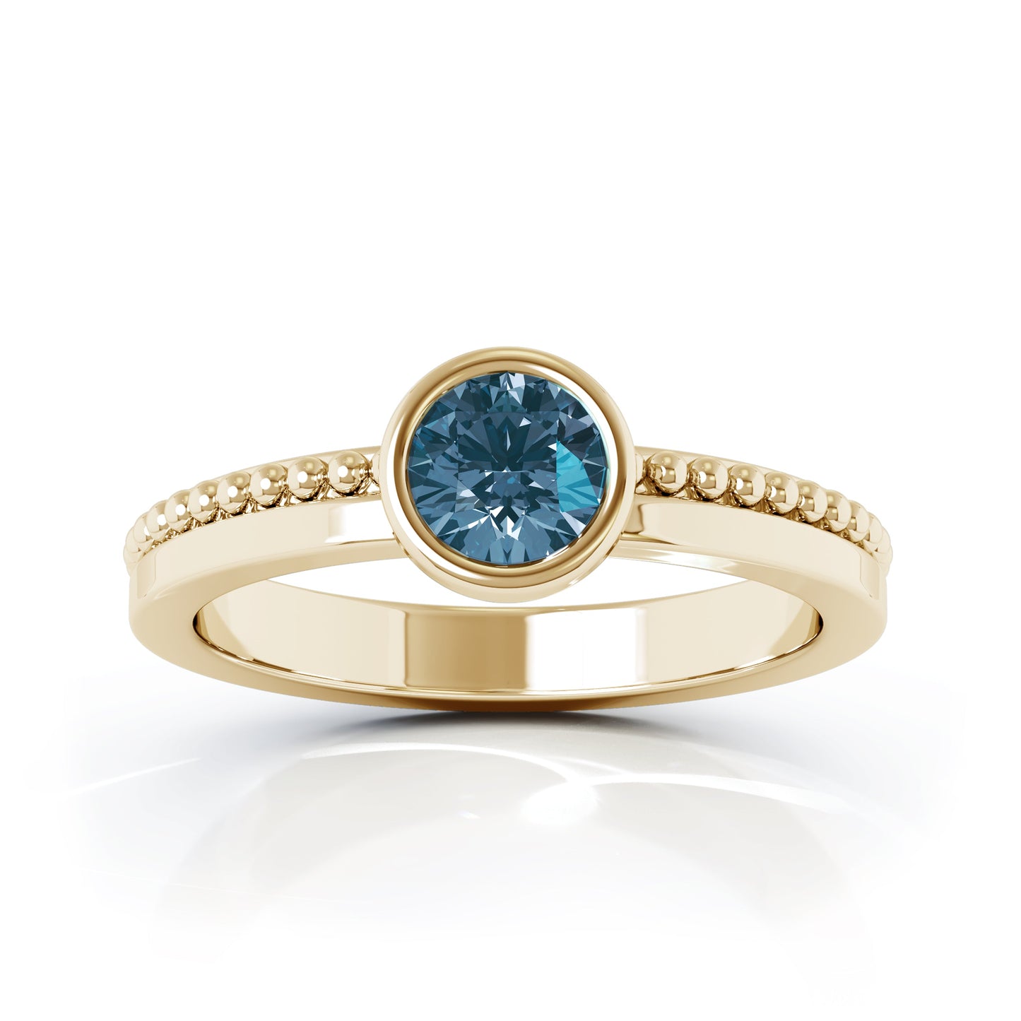 Bezel 5MM Gemstone Bead Ring in 14K Gold