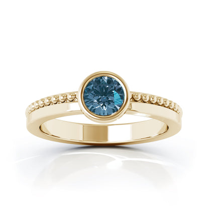 Bezel 5MM Gemstone Bead Ring in 14K Gold