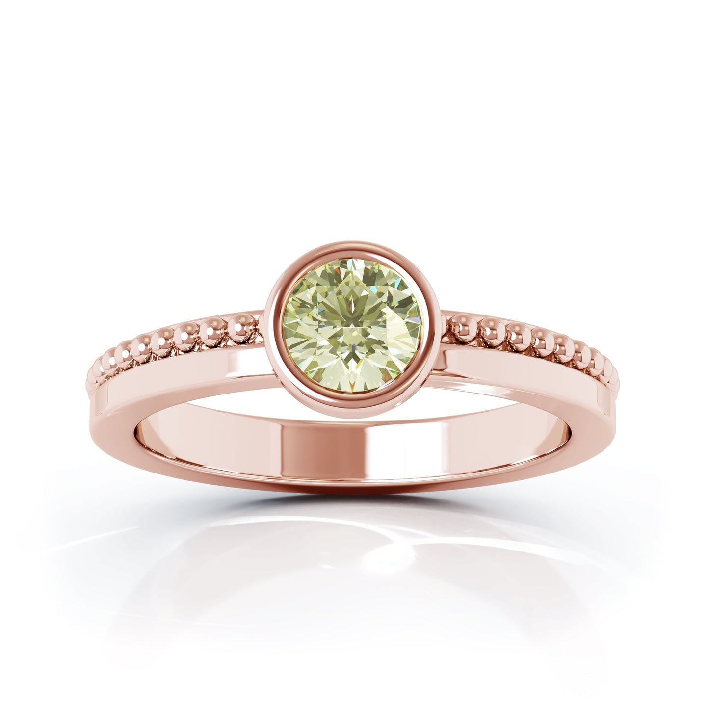 Bezel 5MM Gemstone Bead Ring in 14K Gold