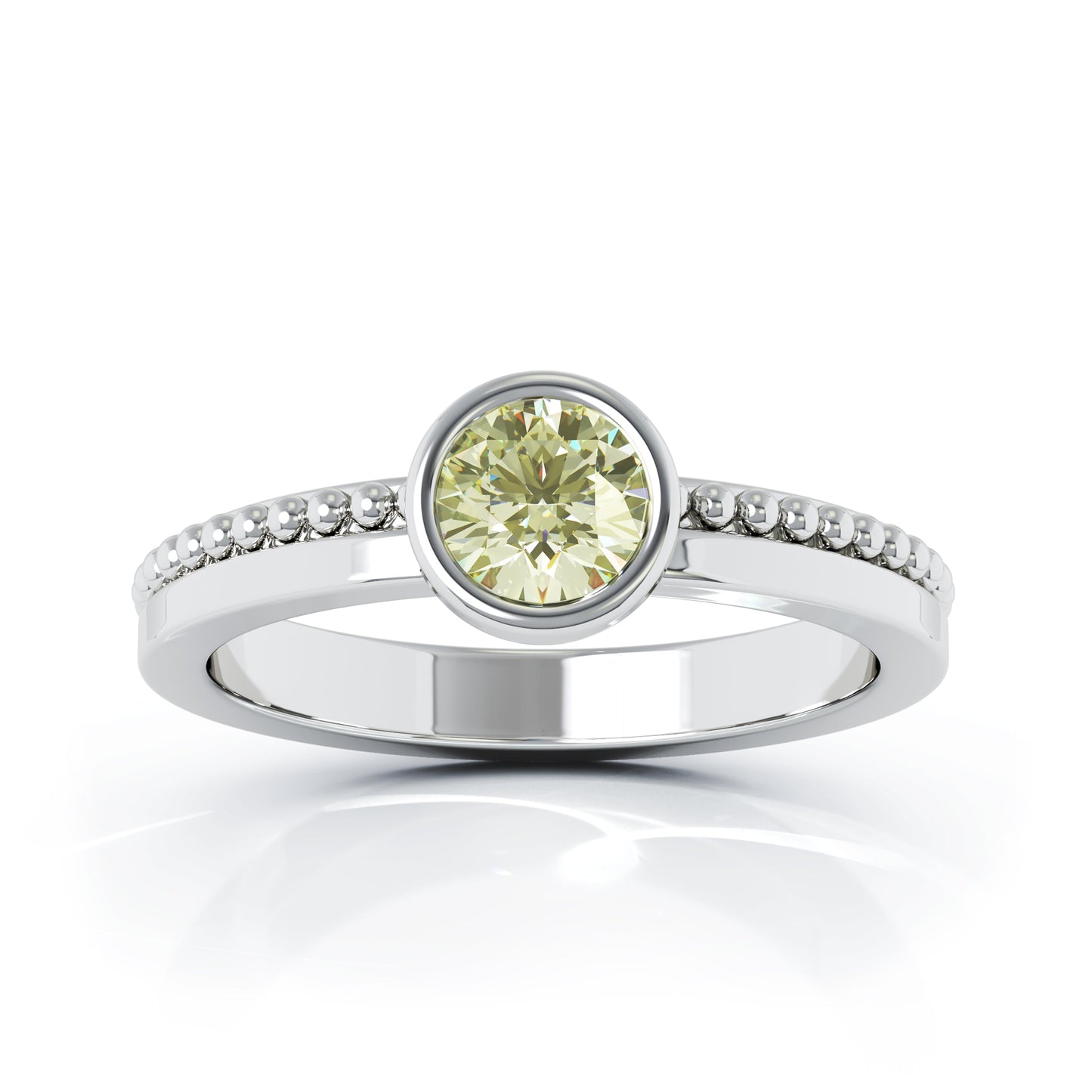Bezel 5MM Gemstone Bead Ring in 14K Gold