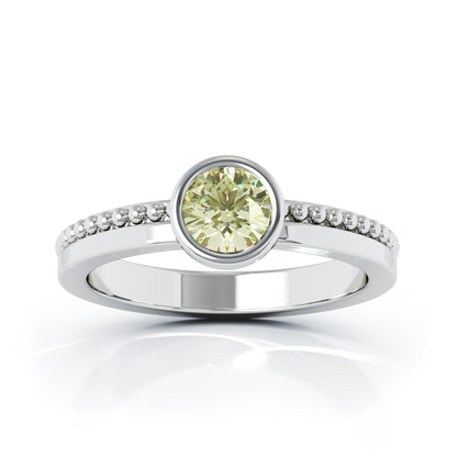 Bezel 5MM Gemstone Bead Ring in 14K Gold