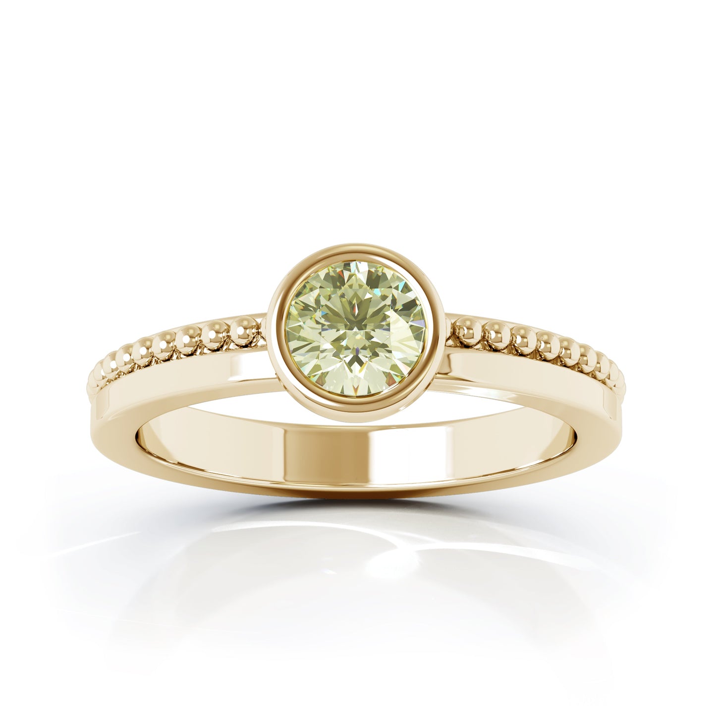 Bezel 5MM Gemstone Bead Ring in 14K Gold