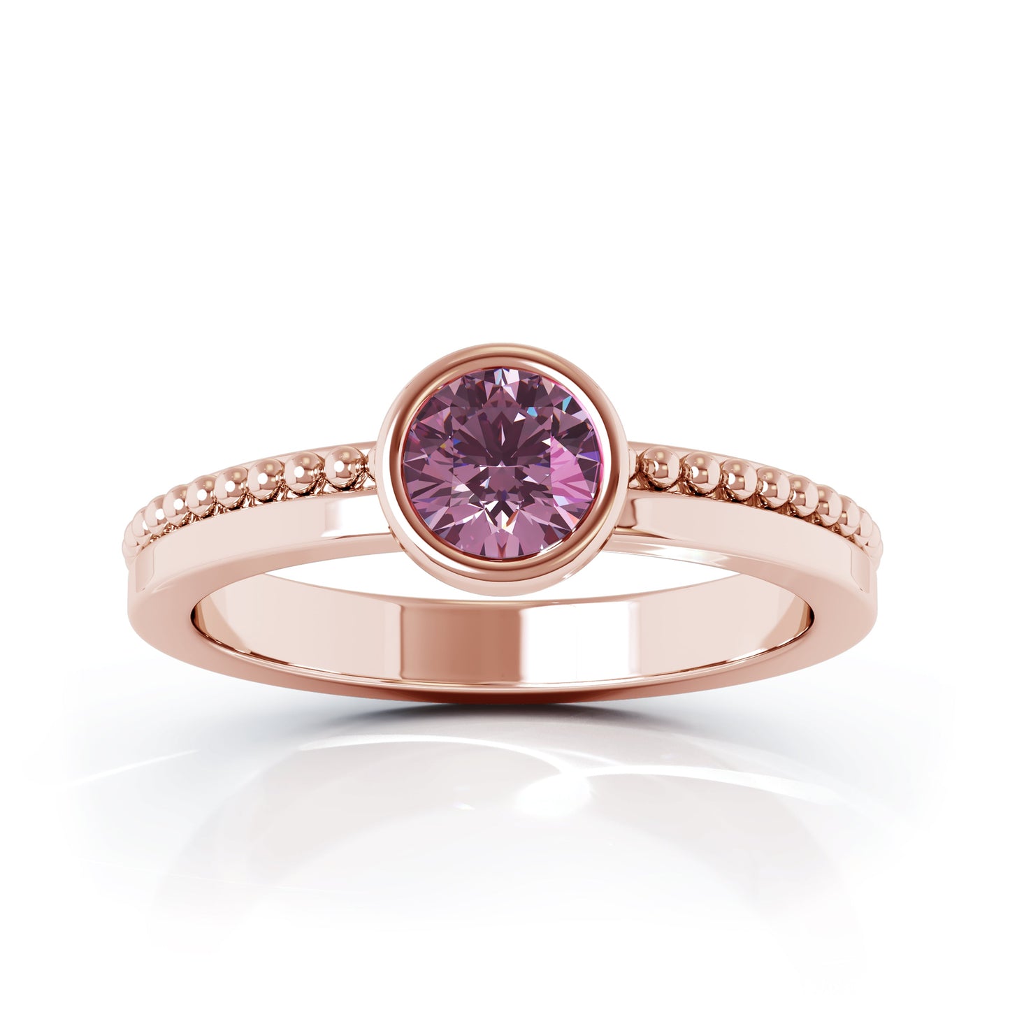 Bezel 5MM Gemstone Bead Ring in 14K Gold