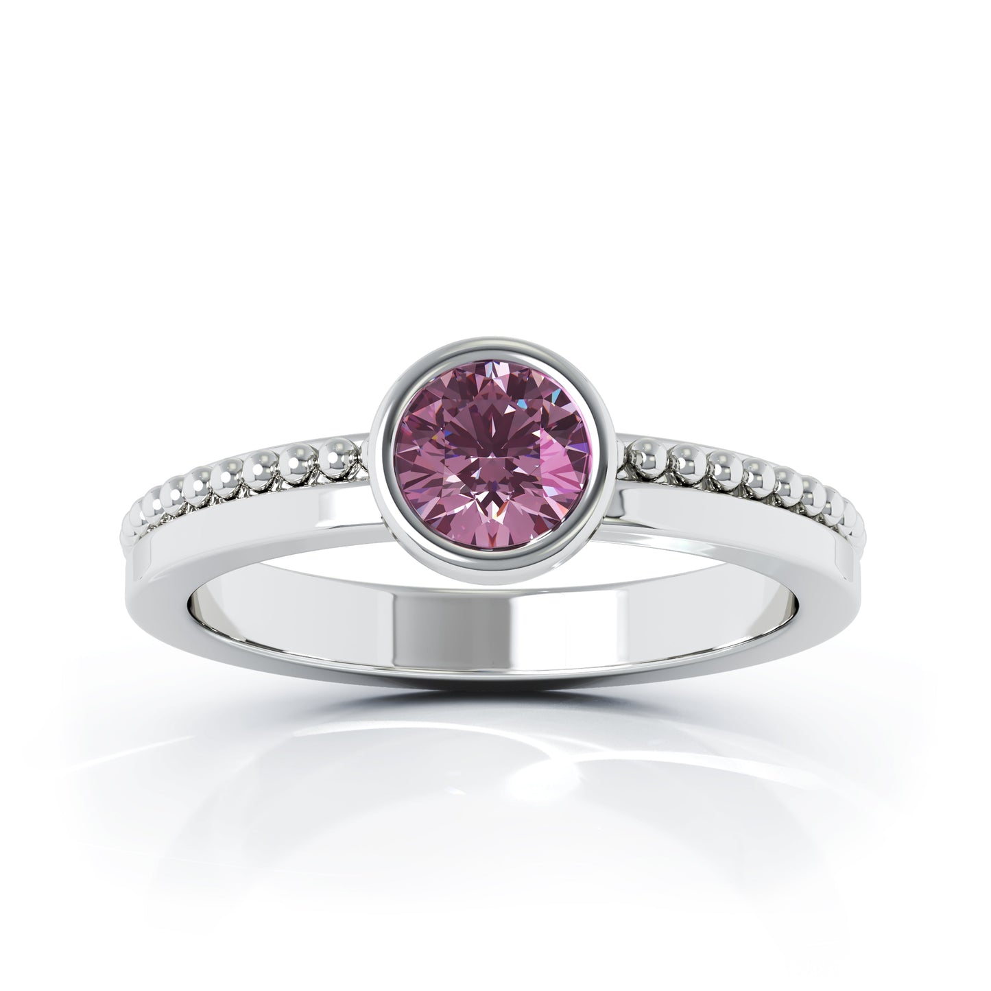 Bezel 5MM Gemstone Bead Ring in 14K Gold
