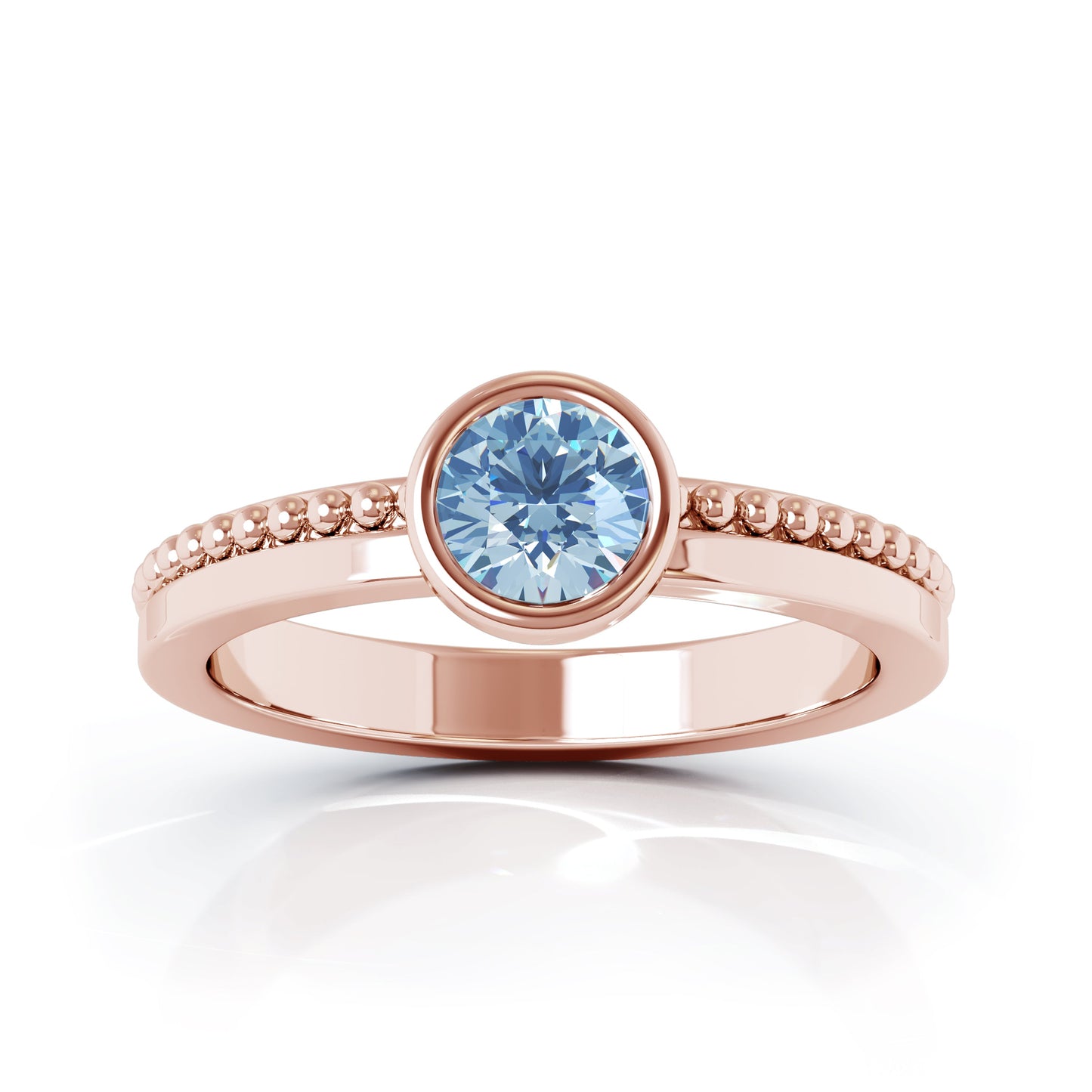 Bezel 5MM Gemstone Bead Ring in 14K Gold