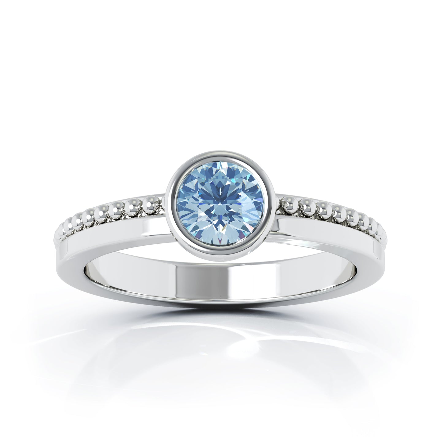 Bezel 5MM Gemstone Bead Ring in 14K Gold