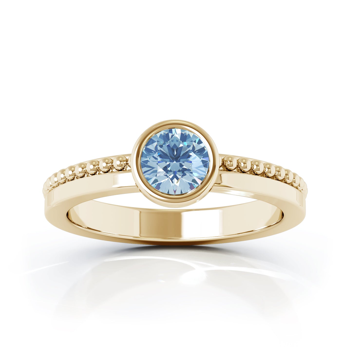 Bezel 5MM Gemstone Bead Ring in 14K Gold