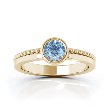 Bezel 5MM Gemstone Bead Ring in 14K Gold