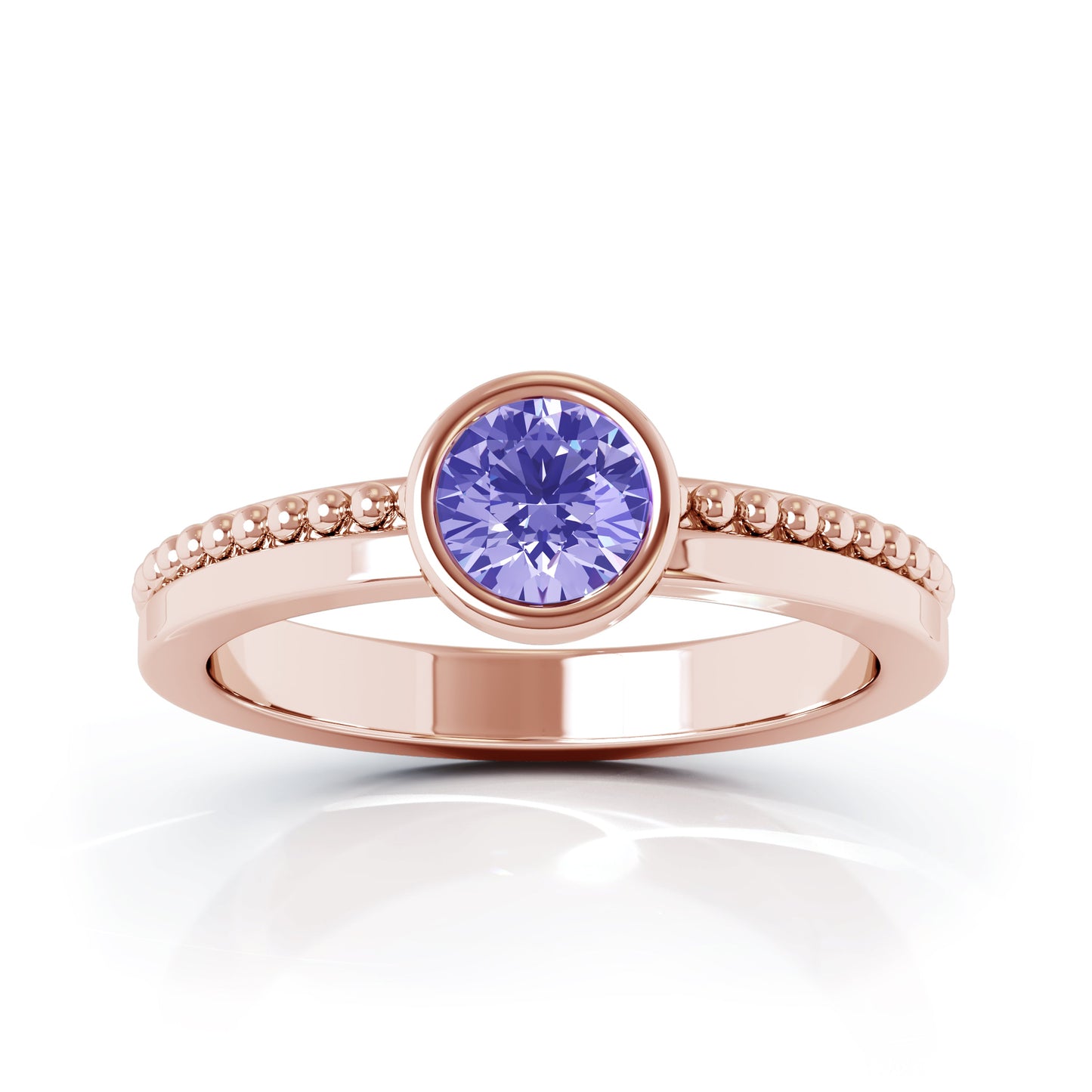 Bezel 5MM Gemstone Bead Ring in 14K Gold