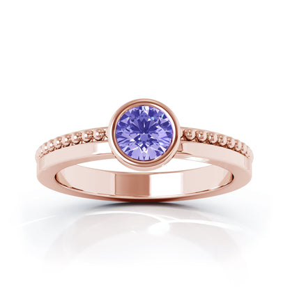 Bezel 5MM Gemstone Bead Ring in 14K Gold