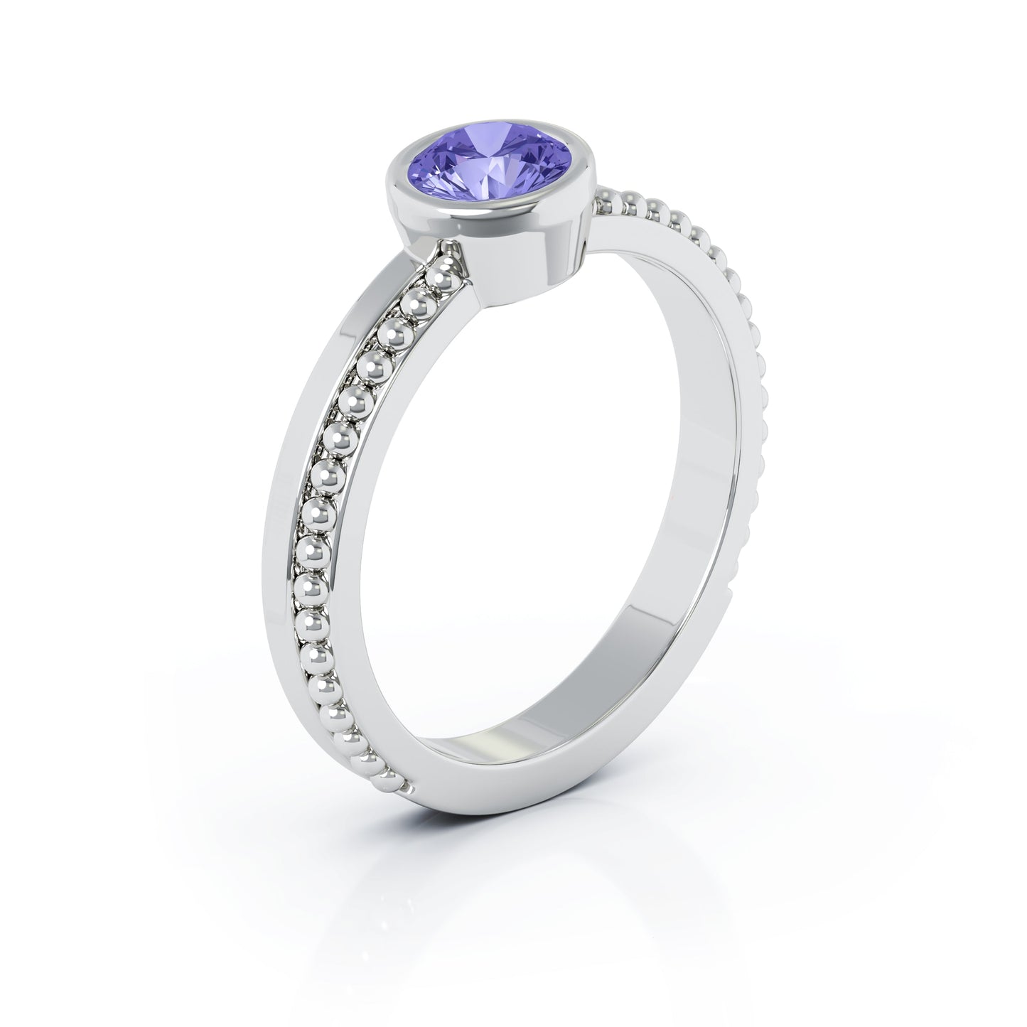 Bezel 5MM Gemstone Bead Ring in 14K Gold