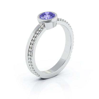 Bezel 5MM Gemstone Bead Ring in 14K Gold