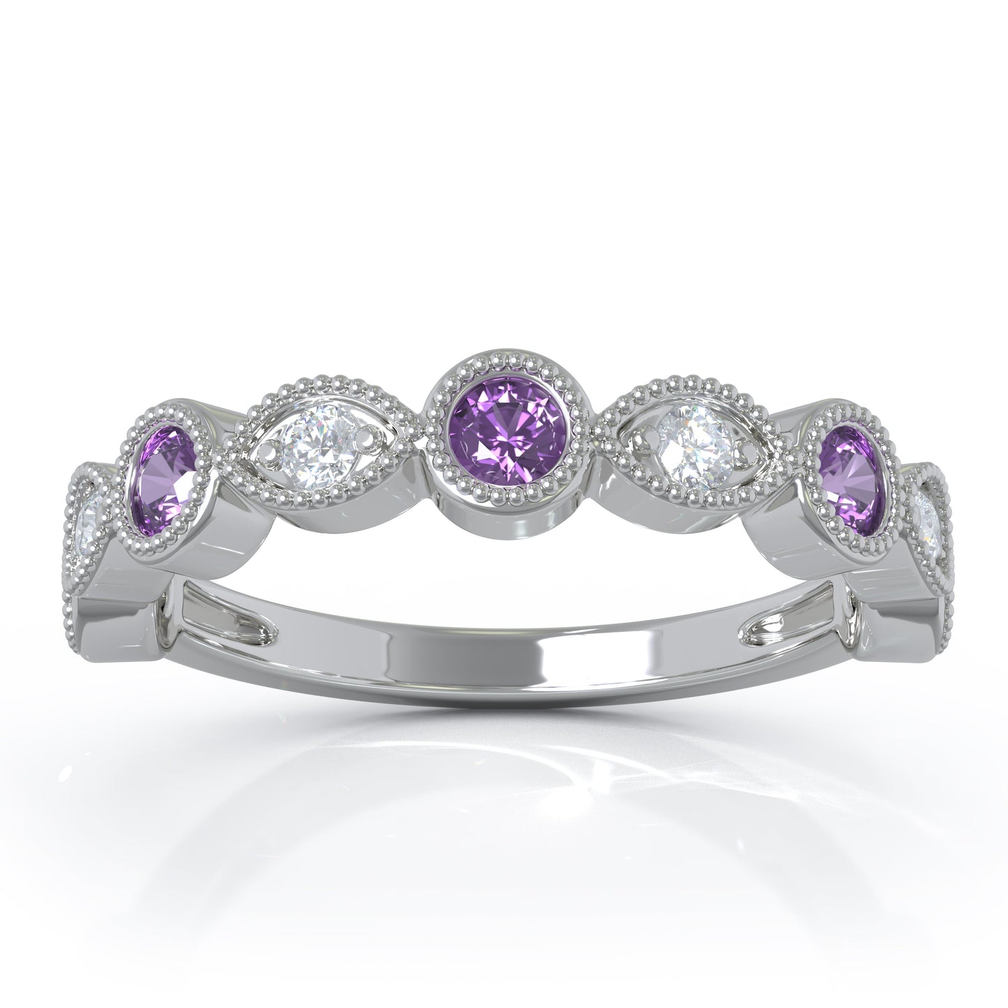 0.42Ct Diamond Milligrain Wedding Band in 14K Gold