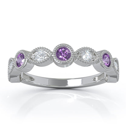0.42Ct Diamond Milligrain Wedding Band in 14K Gold