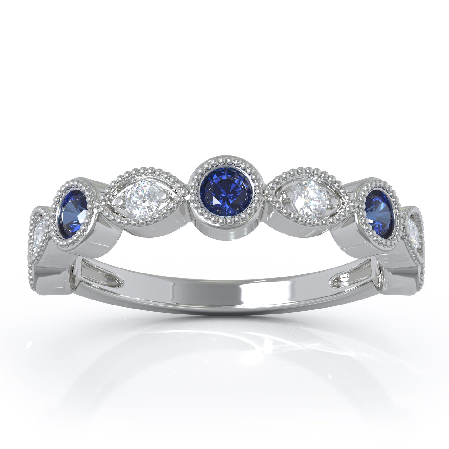 0.42Ct Diamond Milligrain Wedding Band in 14K Gold