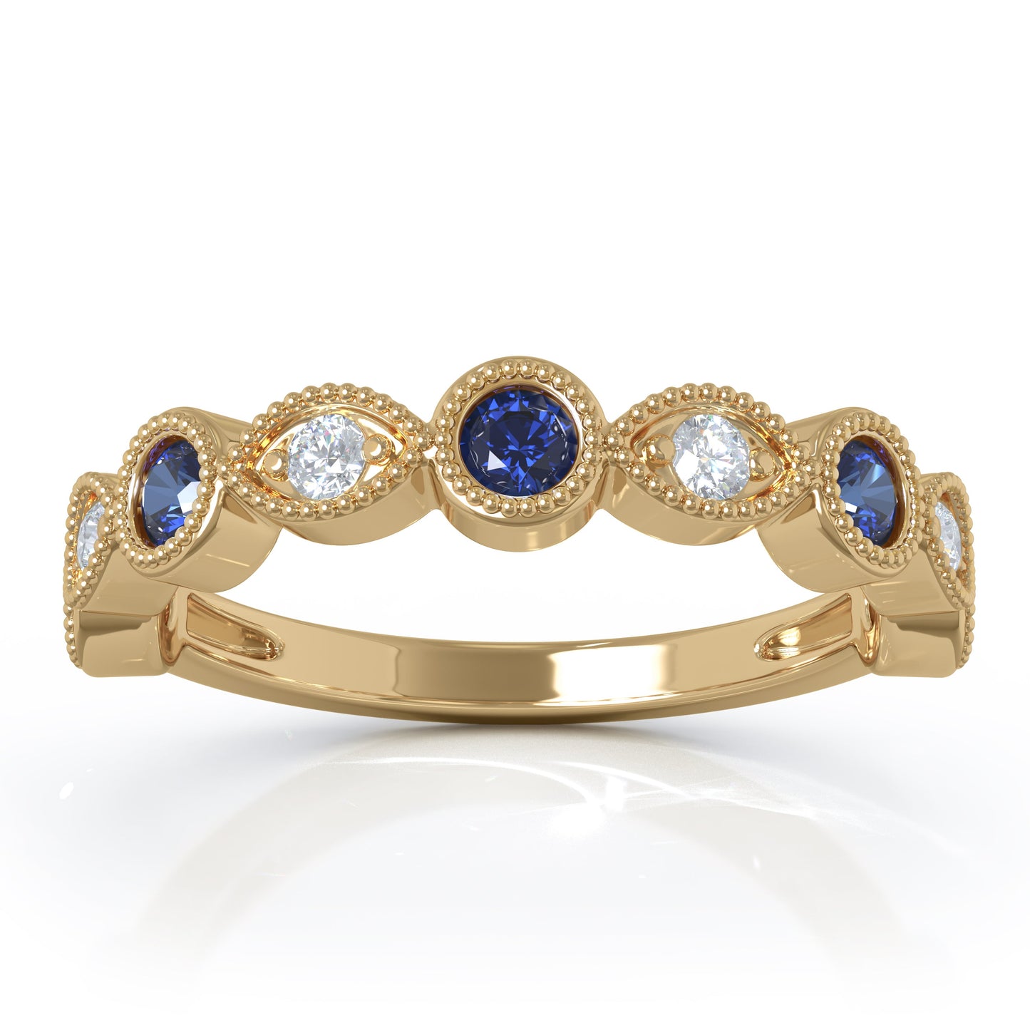 0.42Ct Diamond Milligrain Wedding Band in 14K Gold